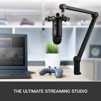 Logitech Blue Yeticaster Pro Broadcast Bundle with Yeti USB Microphone for Gaming, Recording, Streaming, Podcasting, Radius III Shockmount, Compass Mic Boom Arm, Blue VO!CE - Blackout