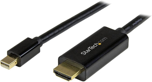 StarTech.com 6ft Mini DisplayPort to HDMI Cable - 4K 30hz Monitor Adapter Cable - mDP PC or Macbook to HDMI Display (MDP2HDMM2MB) Black 6 ft/ 2 m Black