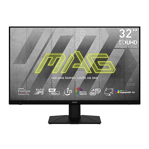 MSI MAG323UPF, 32 3840 x 2160 (UHD), 4K Rapid IPS Gaming Monitor, 1 ms, 160Hz, FreeSync Premium, HDR600, FreeSync Premium Pro, HDMI, DisplayPort, Tilt, Swivel, Pivot and Height Adjustable. MAG 323UPF (New Model)