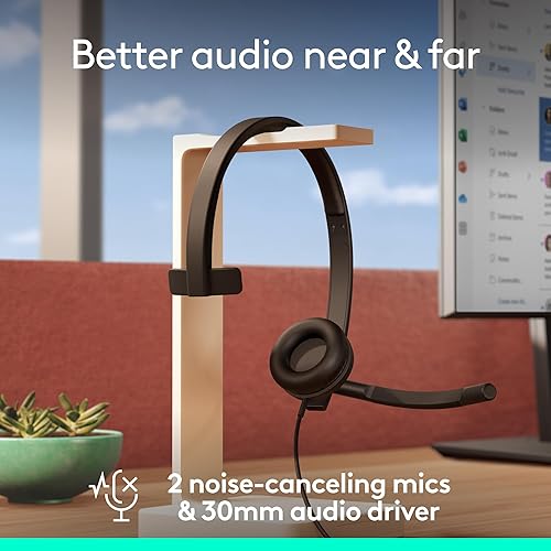 Logitech H570e USB Headset with Microphone for PC and Mac, USB-A Wired Headset with Mono Sound, Noise-Canceling Mics and Inline Controls, Certified for Microsoft Teams, Black Teams Version Mono, USB-A