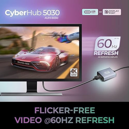 Adesso USB C to DisplayPort Adapter for Home Office (4K@60Hz), Aluminum Portable USB C Adapter for MacBook Pro, Air, iPad Pro, XPS 15/13, Surface, and More