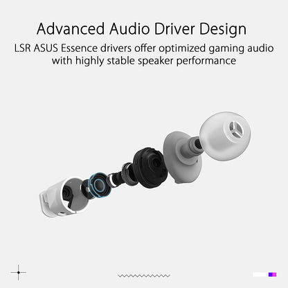 ASUS ROG Cetra II Core Moonlight White in-Ear Gaming Earbuds | Liquid Silicone Rubber Drivers, 90° Cable Connector, Hi-Res Audio, 3.5 mm, for PC, Mac, PS4, PS5, Xbox One, Switch and Mobile Devices