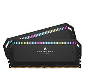 Corsair Dominator Platinum RGB DDR5 32GB (2x16GB) 5200MHz C40 Intel Optimized Desktop Memory (Onboard Voltage Regulation, Patented CORSAIR DHX Cooling, 12 Ultra-Bright CAPELLIX RGB LEDs) Black 5200 MHz 32GB (2x16GB) Black