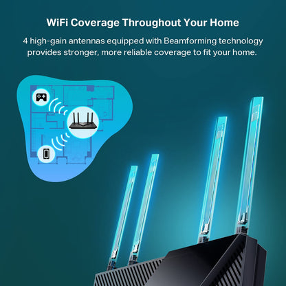 TP-Link AX3000 WiFi 6 Router – 802.11ax Wireless Router, Gigabit, Dual Band Internet Router, Supports VPN Server and Client, OneMesh Compatible (Archer AX55) AX3000, WiFi 6 Router(Newer Model)