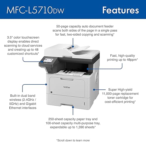 Brother MFC-L5710DN Business Monochrome Laser All-in-One Printer with Networking and Duplex Print, Scan & Copy New Model: MFCL5710DN