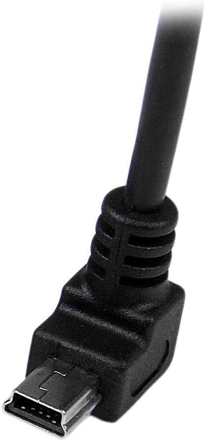 StarTech.com Down Angle Mini USB Cable - 2m - Black - USB A to Mini USB B - USB to Mini USB Cable - Mini USB Charger - USB A to Mini B (USBAMB2MD) 6 ft / 2m Down Angle