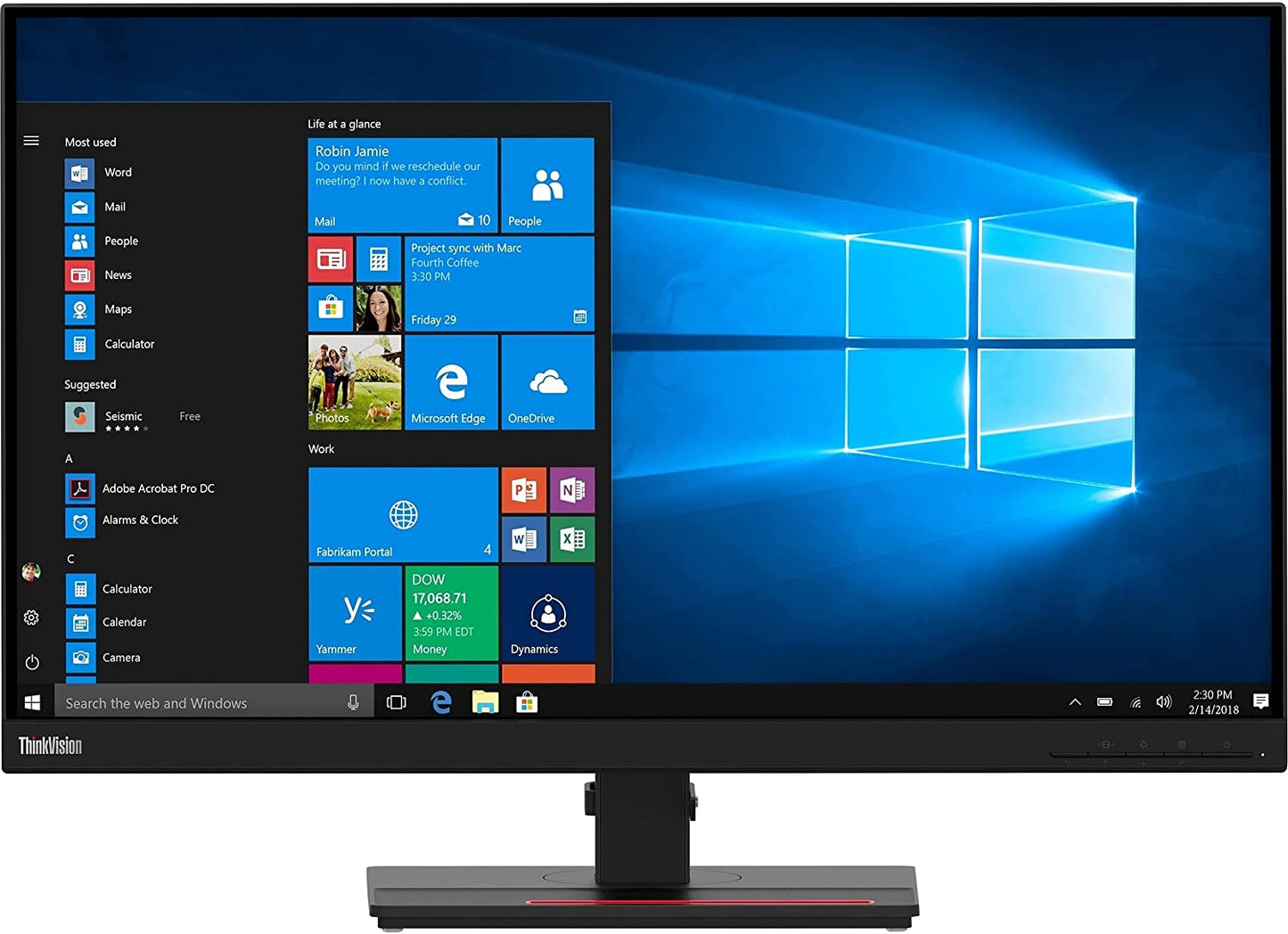 Lenovo ThinkVision T27h-2L 27" WQHD WLED LCD Monitor - 16:9 - Raven Black - 27" Class - in-Plane Switching (IPS) Technology - 2560 x 1440-16.7 Million Colors - 350 Nit Typical - 4 ms Extre