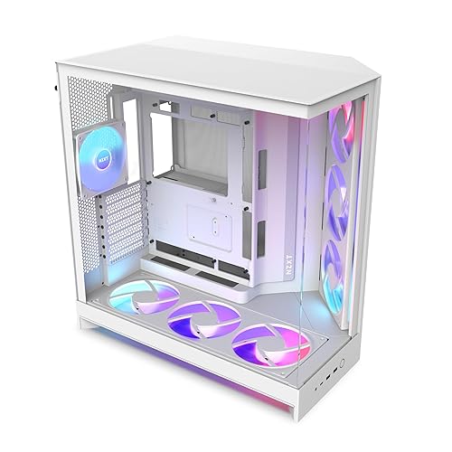 NZXT H9 Flow RGB+ Dual-Chamber Mid-Tower Case w/RGB Fans & Controller - All White