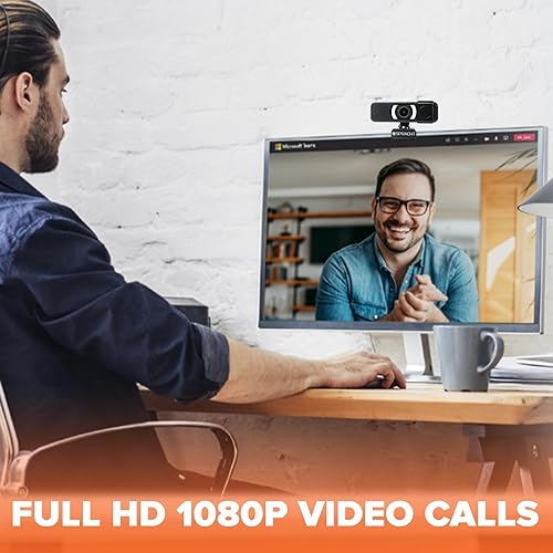 Spracht CC-USB-1080P HD Webcam | Full HD 1080p/30fps Video Calling | Webcam for PC, Mac Computers with Privacy Cover and Adjustable Stand | Plug & Play USB Web cam for Calls, Conference, Zoom, Skype