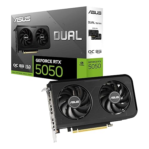 ASUS Dual GeForce RTX™ 5050 8GB GDDR6 OC Edition (PCIe 5.0, 8GB GDDR6, DLSS 4, HDMI 2.1b, DisplayPort 2.1b, 2-Slot, Axial-tech Fan Design, 0dB Technology, Dual BIOS and More)
