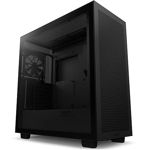 NZXT H7 Flow - ATX Mid Tower PC Gaming Case - Front I/O USB Type-C Port - Quick-Release Tempered Glass Side Panel - Cable Management System - Water-Cooling Ready - Black