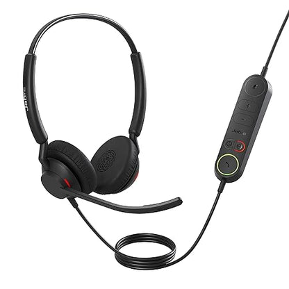 Jabra Engage 40 Wired Stereo Headset with Inline Call Control - Noise-Cancelling 2-Mic Technology, and USB-C Cable - Works With All Leading Unified Communications Platforms Such As Zoom, Unify - Black Stereo w/ Link UC (USB-C)