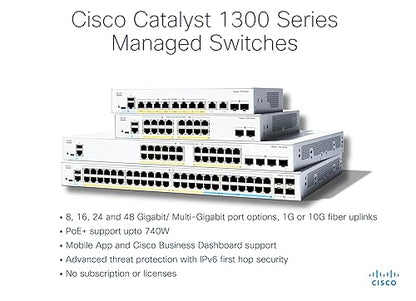 Cisco Catalyst C1300-16P-4X Ethernet Switch - 16 Ports - Manageable - 10 Gigabit Ethernet - 10/100/1000Base-T, 10GBase-X - 3 Layer Supported - Modular - 279.80 W Power Consumption - 120 W PoE Budget - Optical Fiber, Twisted Pair