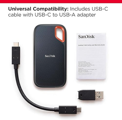 SanDisk 8TB Extreme Portable SSD - Up to 1050MB/s, USB-C, USB 3.2 Gen 2, IP65 Water and Dust Resistance, Updated Firmware - External Solid State Drive - SDSSDE61-8T00-G25 Black 8TB