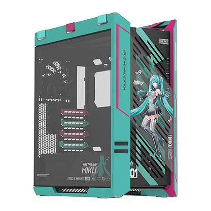 ASUS ROG Strix Helios II Hatsune Miku Edition Gaming pc case, with Dual Tempered Glass Side Panels, Support for Graphics Cards up to 450mm Long, Graphics Card Braces