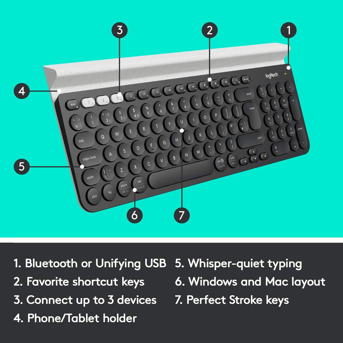 Logitech K780 Multi-Device Wireless Keyboard for Computer, Phone and Tablet – FLOW Cross-Computer Control Compatible