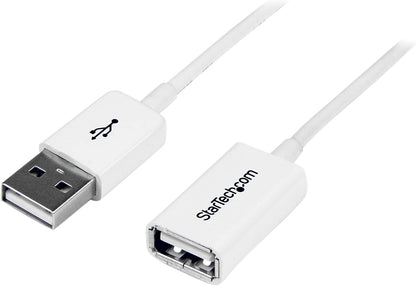 StarTech.com 3m White USB 2.0 Extension Cable Cord - A to A - USB Male to Female Cable - 1x USB A (M), 1x USB A (F) - White, 3 meter (USBEXTPAA3MW) White 10ft