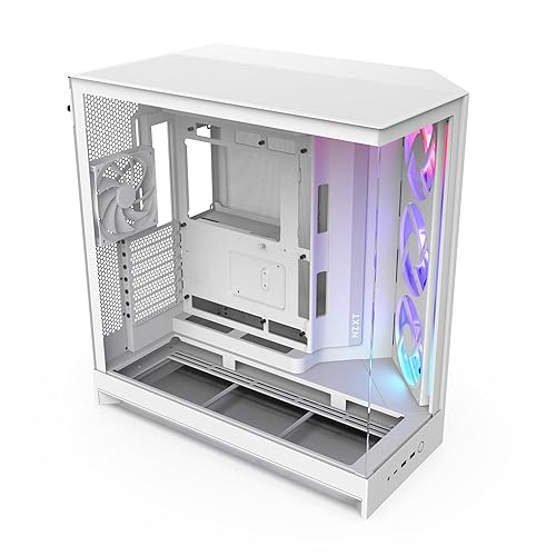 NZXT H9 Flow RGB Dual-Chamber Mid-Tower Case w/RGB Fans - All White