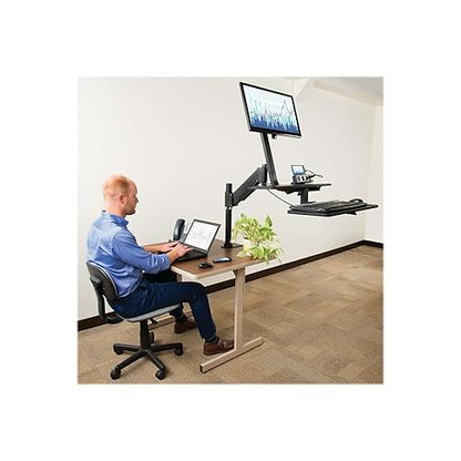 Tripp Lite Sit Stand Desktop Workstation, Adjustable Standing Desk with Clamp (WWSS1327CP) Desk-Clamp Work Station w/ Display Mount
