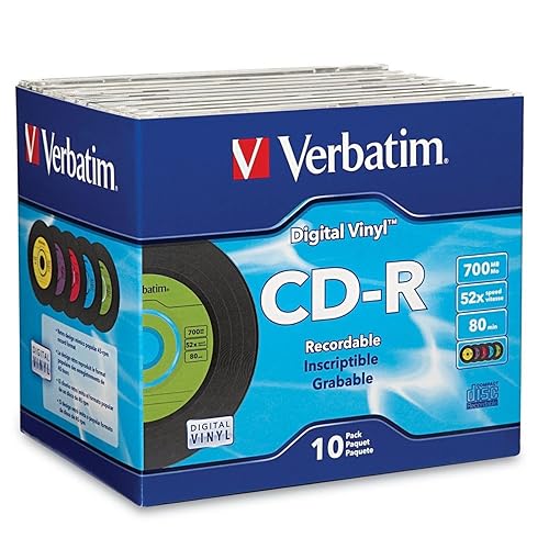 VERBATIM 94439 CD-R 80min 52X with Digital Vinyl Surface - 10pk Slim Case[packing may vary] 10 Discs - Slim Case Branded