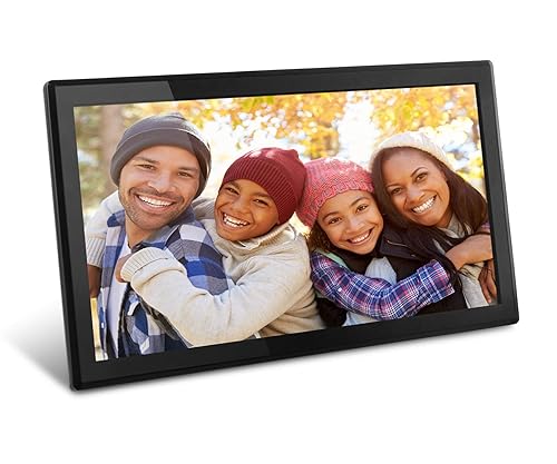 Aluratek 17.3" WiFi Digital Photo Frame with Touchscreen IPS LCD Display & 16GB Built-in Memory, Photo/Music/Video (AWS17F), Black 17"