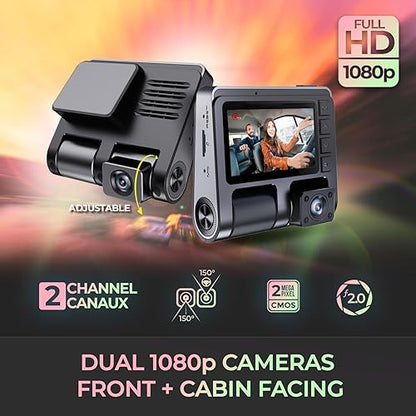 myGEKOgear Orbit D110 2 Channel 1080P Front/Rear Dashcam with 2" Display, 150° Wide Angle, G-Sensor, 128GB Support