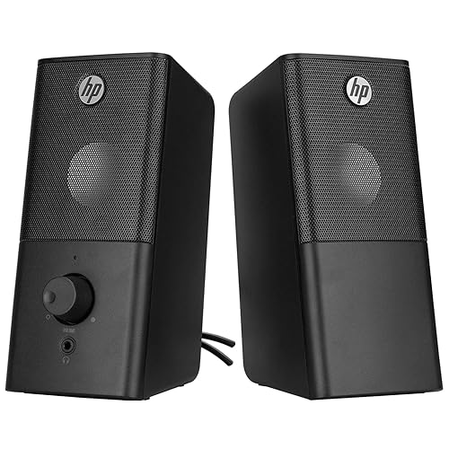HP - Stereo Computer Speakers with 3.5mm Jack and USB Power, Black