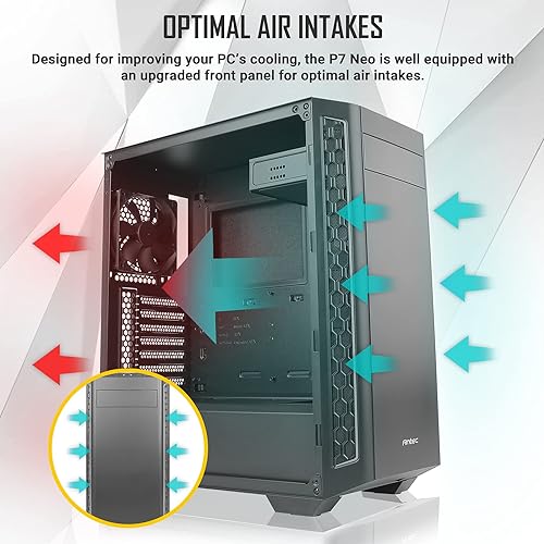 Antec Performance Series P7 Neo Mid-Tower E-ATX Silent Case, 5.25 ODD Support, 3 x 120mm Fans Included, Sound-Dampening Side Panels, White LED Power Button,Black