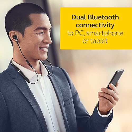 Jabra Evolve 65e Wireless Neckband Headset, Link 370, MS-Optimized – Bluetooth Headset with up to 13 Hours of Battery Life – Superior Sound for Calls and Music – Passive Noise Cancelling Headset,Black