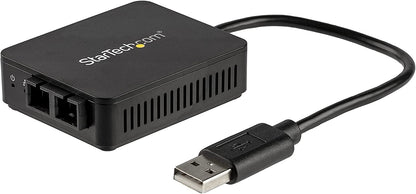 StarTech.com USB to Fiber Optic Converter - 100Mbps - USB 2.0 to Fiber Network Adapter - 100Base-FX SC Female Duplex Multimode Fiber/MMF Compatible - 2Km - Compact USB to Fiber LAN (US100A20FXSC) SC 100Base-FX / USB A