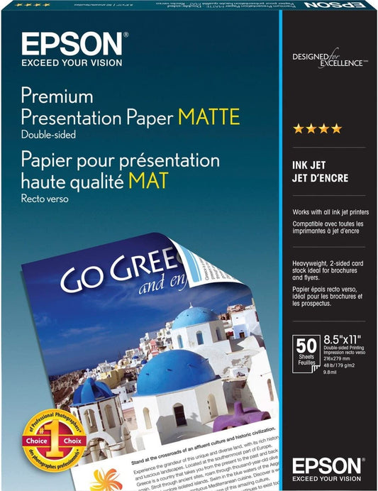 EPSON AMERICA S041568 DOUBLE SIDED MATTE PAPER 8.5 InchX 11 Inch
