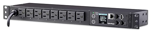 CyberPower PDU31001 Monitored PDU, 100-120V/15A, 8 Outlets, 1U Rackmount, Black
