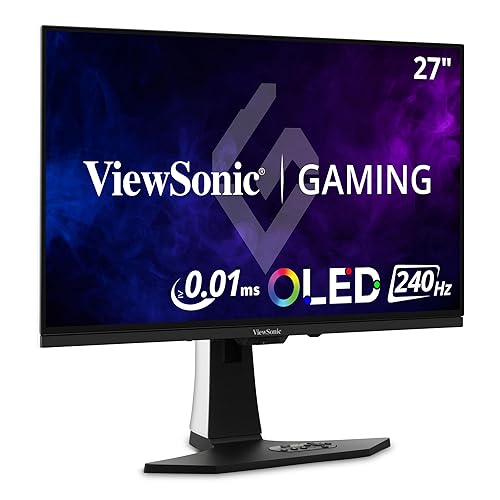 ViewSonic XG272-2K-OLED 27 Inch 1440p 240Hz OLED Ergonomic White Gaming Monitor with up to 0.01ms, FreeSync Premium, G-Sync Compatibility, RGB, and USB-C, HDMI v2.1, DP Inputs 27-Inch 2K