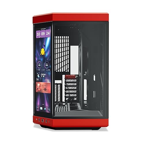 HYTE Y70 Touch Infinite Dual Chamber ATX Mid Tower Modern Aesthetic Case with Integrated 2.5K LCD Touchscreen - Black Cherry