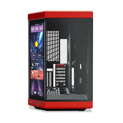 HYTE Y70 Touch Infinite Dual Chamber ATX Mid Tower Modern Aesthetic Case with Integrated 2.5K LCD Touchscreen - Black Cherry