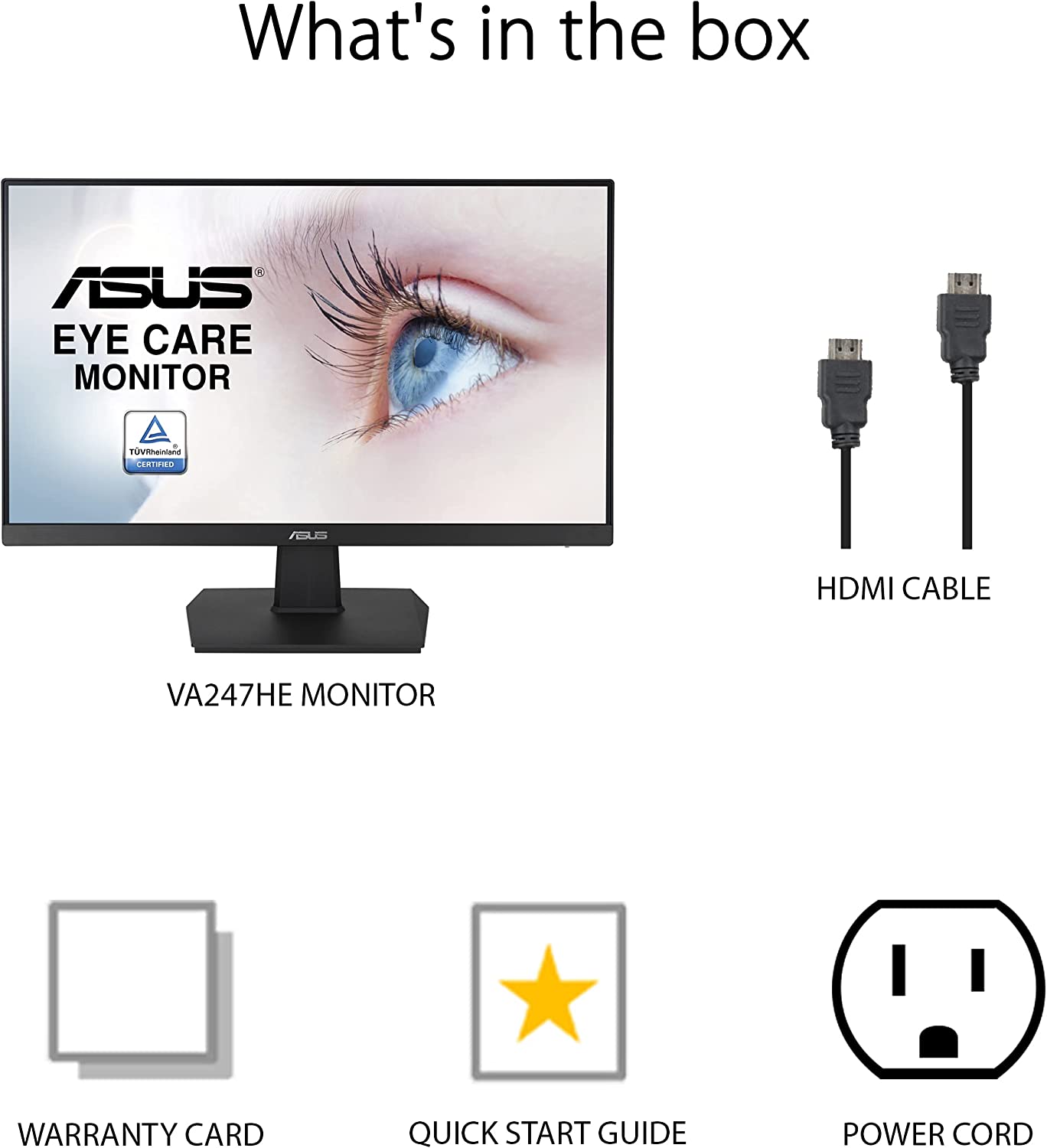 ASUS 23.8” 1080P Monitor (VA247HE) - Full HD, 75Hz, Adaptive-Sync/FreeSync™, Low Blue Light, Flicker Free, Eye Care Plus, VESA Mountable, Frameless, HDMI, DVI, VGA, Tilt Adjustable 23.8" FHD 75hz Frameless Monitor