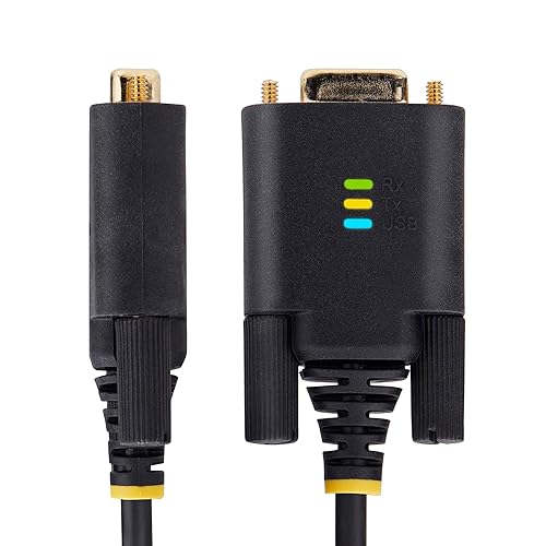 StarTech.com 6.6ft/2m USB to Serial Adapter Cable, COM Retention, FTDI, USB-A to DB9 RS232, Interchangeable DB9 Screws/Nuts
