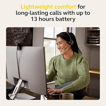 Jabra Engage 55 SE Dual-Ear Wireless Headset w/Link 400 USB-A DECT Adapter – Noise-Cancelling Microphone, Extensive Range – Works with All UC Platforms Like Google Meet & Zoom, Black