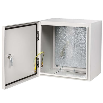 Tripp Lite Outdoor Steel Industrial Electrical Enclosure Junction Lock Box, 14 x 14 x 10, Gray, Weather & Dust Resistant, UL Certified NEMA 4 Compliant, Mounting Plate, 5-Year Warranty (SRIN4141410)