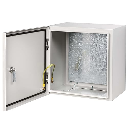 Tripp Lite Outdoor Steel Industrial Electrical Enclosure Junction Lock Box, 14 x 14 x 6, Gray, Weather & Dust Resistant, UL Certified NEMA 4 Compliant, Mounting Plate, 5-Year Warranty (SRIN414146)