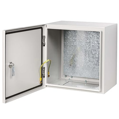 Tripp Lite Outdoor Steel Industrial Electrical Enclosure Junction Lock Box, 14 x 14 x 6, Gray, Weather & Dust Resistant, UL Certified NEMA 4 Compliant, Mounting Plate, 5-Year Warranty (SRIN414146)