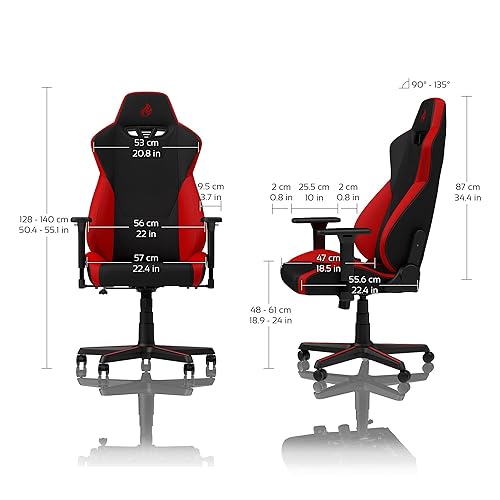 NITRO CONCEPTS S300 Gaming Chair - Ergonomic Office Chair - Executive Office Chair - Desk Chair for Home Office - Chaise de Bureau - Fabric Cover - Load Capacity 135 kg - Inferno Red