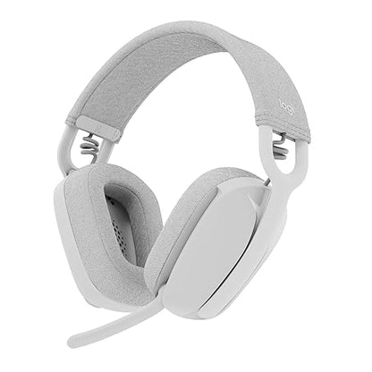Logitech Zone Vibe 100 Lightweight Wireless Over Ear Headphones with Noise Canceling Microphone, Advanced Multipoint Bluetooth Headset, Works with Teams, Google Meet, Zoom, Mac/PC - Off White Bluetooth Off-White