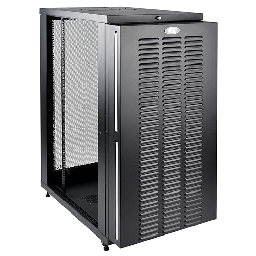 Tripp Lite 24U Industrial Standard-Depth Rack Floor Enclosure Server Cabinet with Doors & Sides, Black
