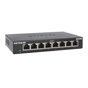 NETGEAR 8-Port Gigabit Ethernet Unmanaged Switch (GS308) - Home Network Hub, Office Ethernet Splitter, Plug-and-Play, Silent Operation, Desktop or Wall Mount 8 Port