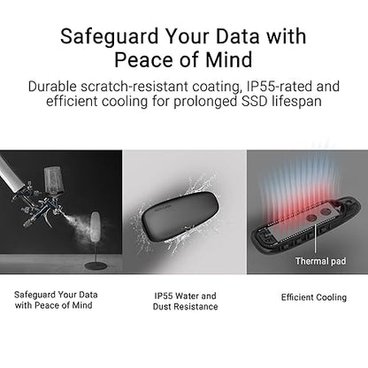 ASUS Cobble Portable M.2 NVMe® PCIe® SSD Enclosure, USB-C® 3.2 Gen 2x1, up to 10 Gbps Transfer speeds, IP55 Water and Dust-Resistance, Thermal pad, Windows 11 and macOS Support