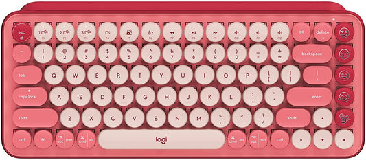 Logitech POP Keys Mechanical Wireless Keyboard with Customizable Emoji Keys, Durable Compact Design, Bluetooth or USB Connectivity, Multi-Device, OS Compatible - Heartbreaker Rose Heartbreaker Rose POP Keys