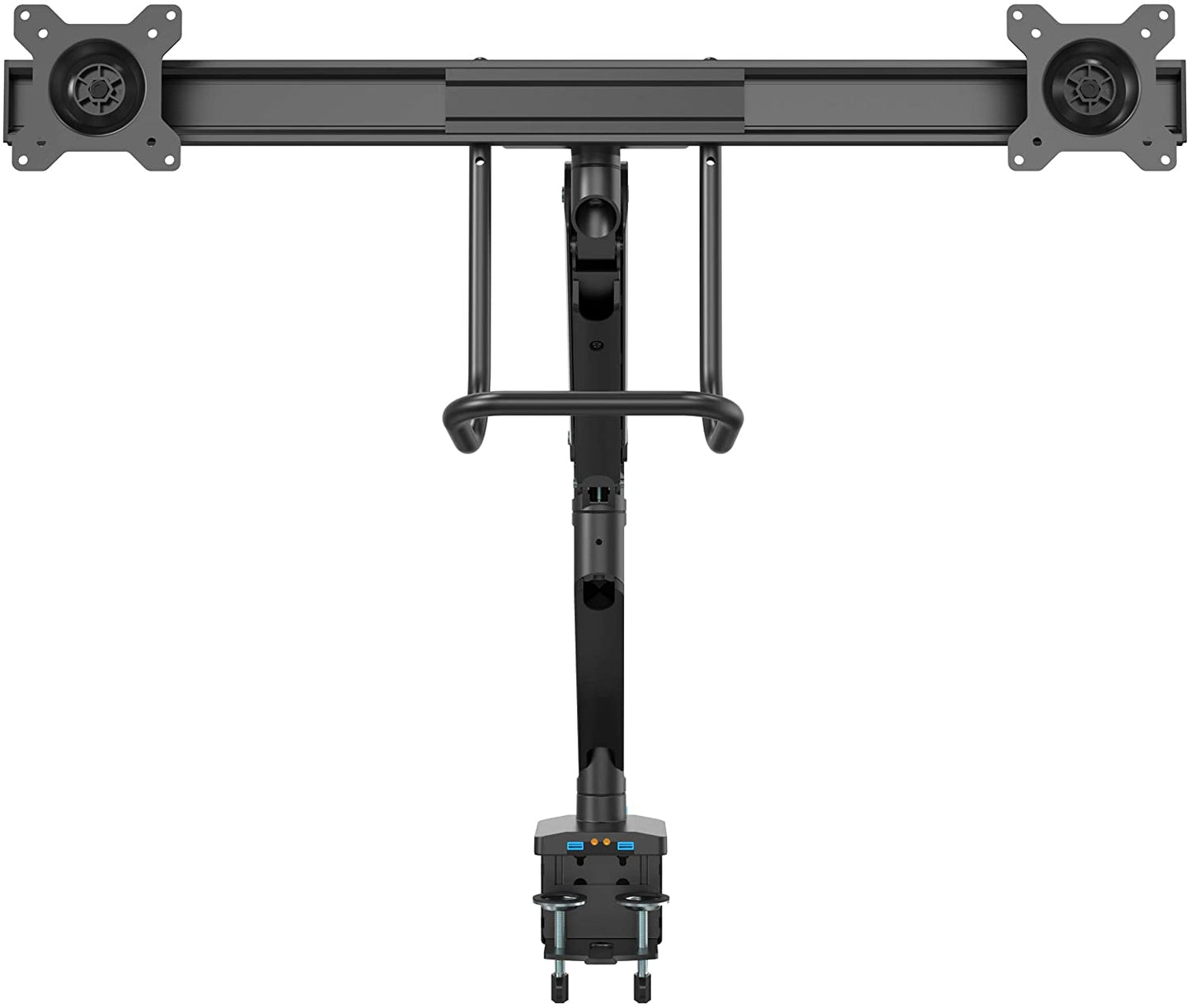 StarTech.com Desk Mount Dual Monitor Arm with USB &amp; Audio - Slim Full Motion Adjustable Dual Monitor VESA Mount for up to 32" Displays - Ergonomic Articulating - C-Clamp/Grommet (ARMSLIMDUAL2USB3)