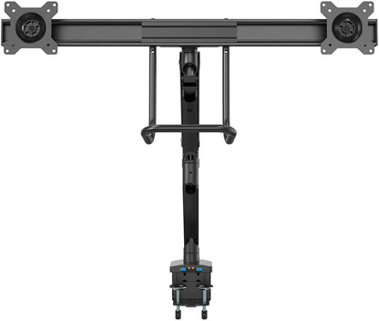 StarTech.com Desk Mount Dual Monitor Arm with USB &amp; Audio - Slim Full Motion Adjustable Dual Monitor VESA Mount for up to 32" Displays - Ergonomic Articulating - C-Clamp/Grommet (ARMSLIMDUAL2USB3)
