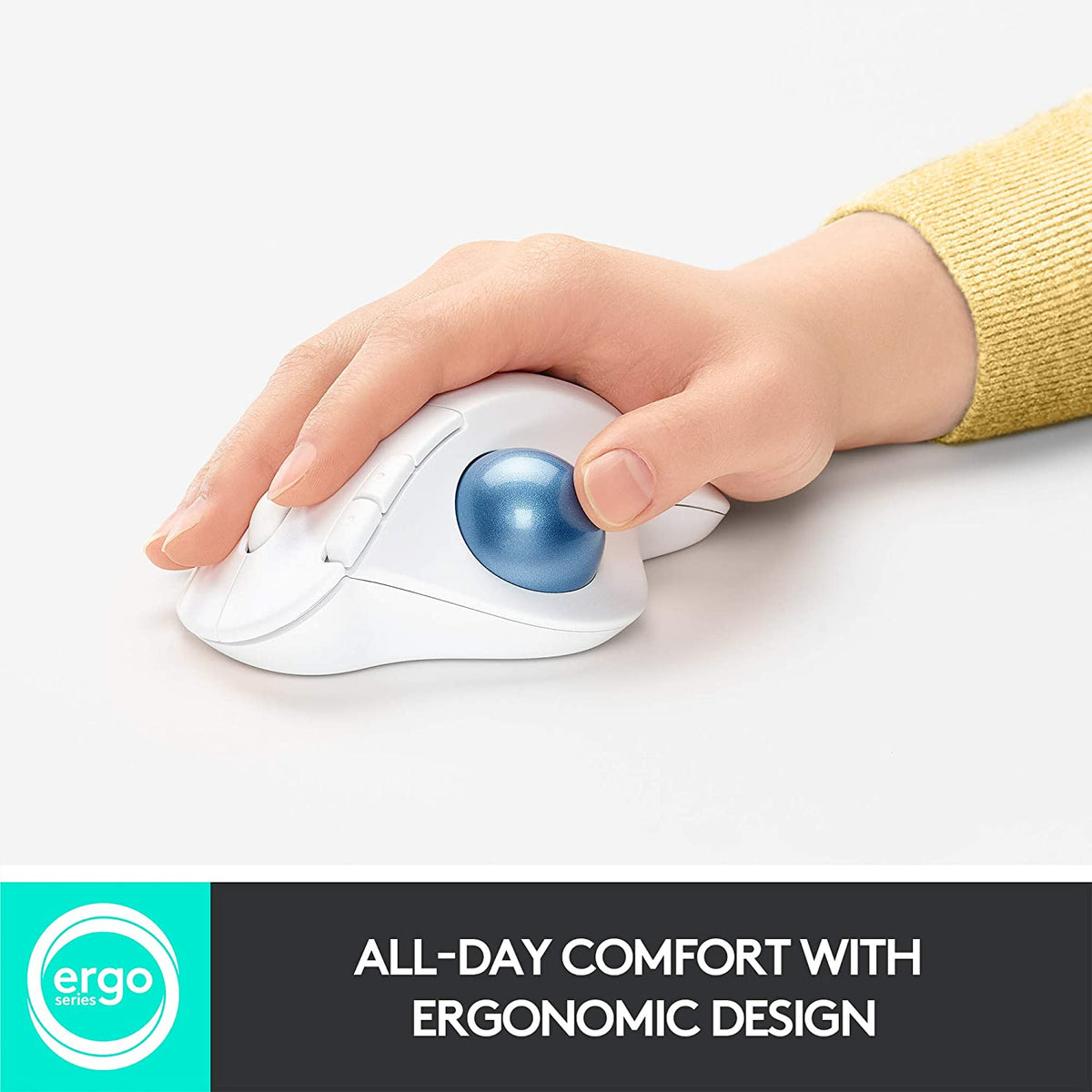 Logitech Ergo M575 Wireless Trackball Mouse for Business - Ergonomic Design, Secured Logi Bolt Technology, Bluetooth, Globally Certified, Windows/Mac/Chrome/Linux - Off-White Off White